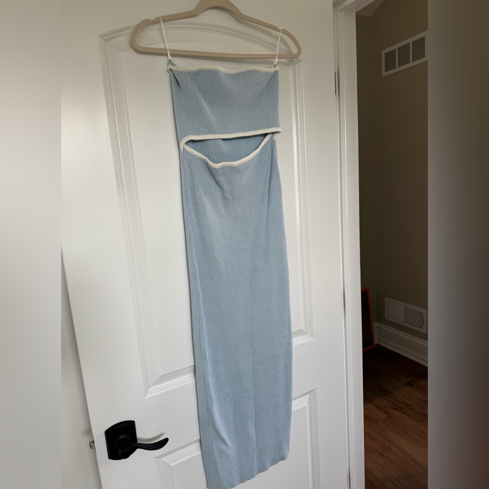 South Moon Under Light Blue Tube Dress with White Trim